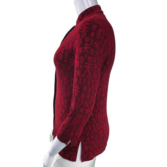 Chicos Travelers Womens Size 1 US 8 Jacket Chinese Kanji Mandarin Collar Slinky - Picture 5 of 15